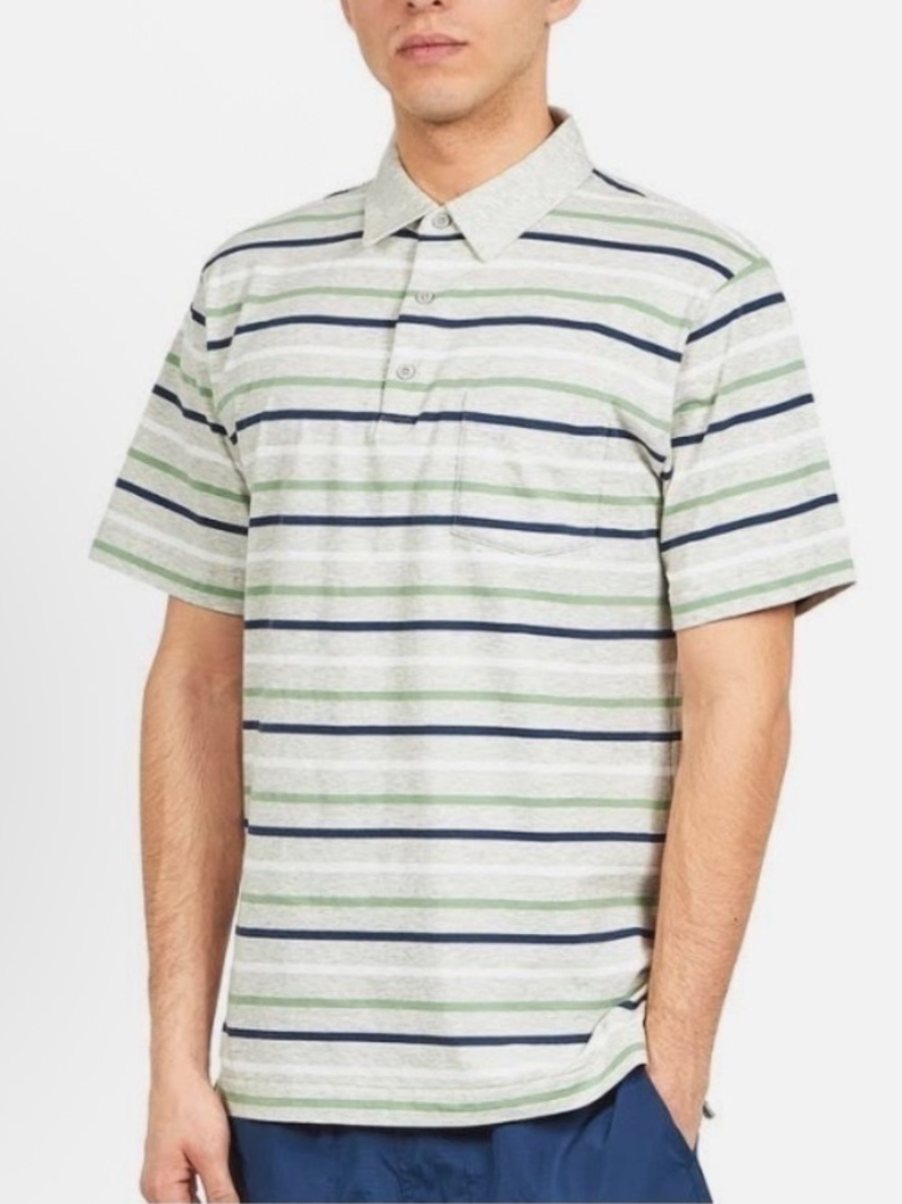 Patagonia Men's XL Organic Cotton Gray Striped Squeaky Clean Polo Shirt